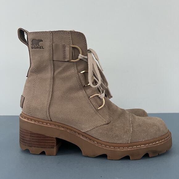 Sorel Joan Now Omega Taupe Suede Waterproof Lace Up Winter Boots - Picture 4 of 10